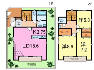 ｻｳﾞｧﾝ･ｳﾞｪ-ﾙ芦屋ﾒｿﾞﾝＤの物件間取画像